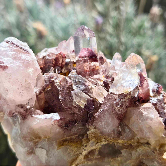 Phantom Red Hematite with Clear Quartz & Cluster - 210g