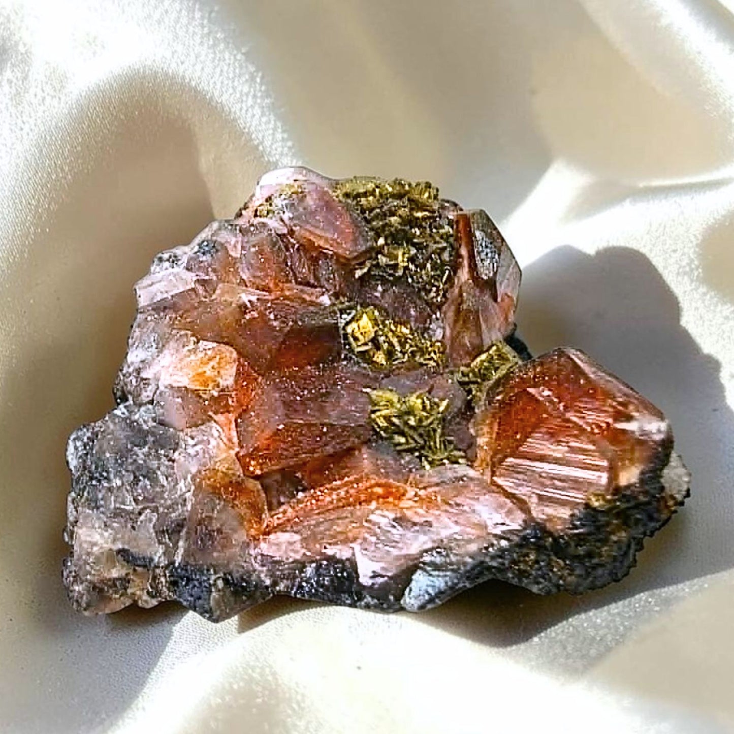 Red Calcite with Chalcopyrite Specimen - Dayao County, China