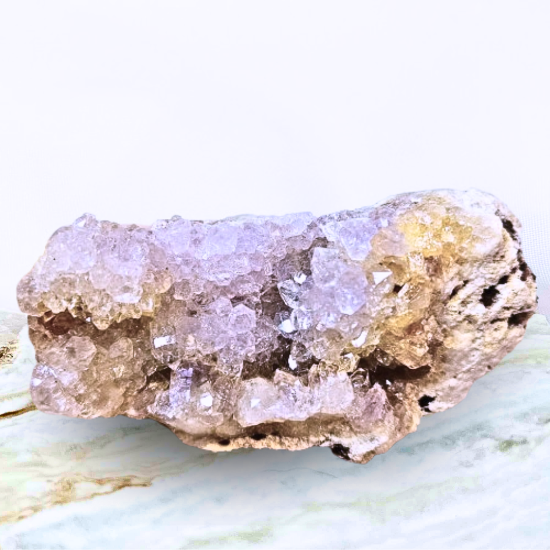 Pink Amethyst with Natural Citrine Snowball Cluster - Longer