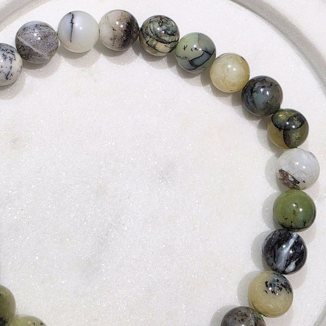 Natural Green Opal 8mm Crystal Bracelet - Madagascar