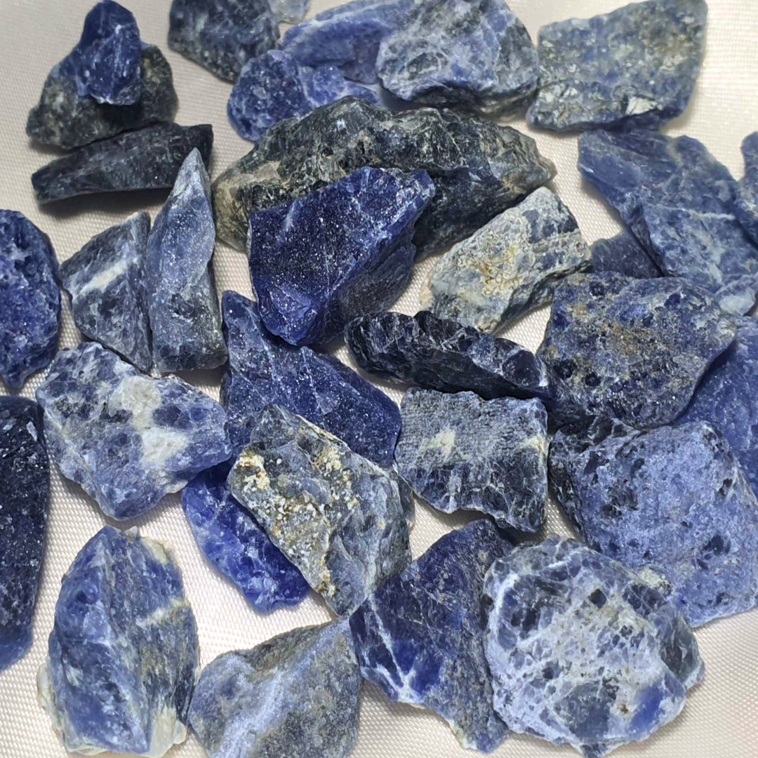 Sodalite Raws in Organza Bag - UV reactive