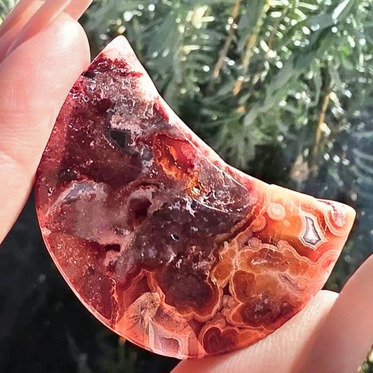 Crazy Lace Agate Druzy Crystal Moon