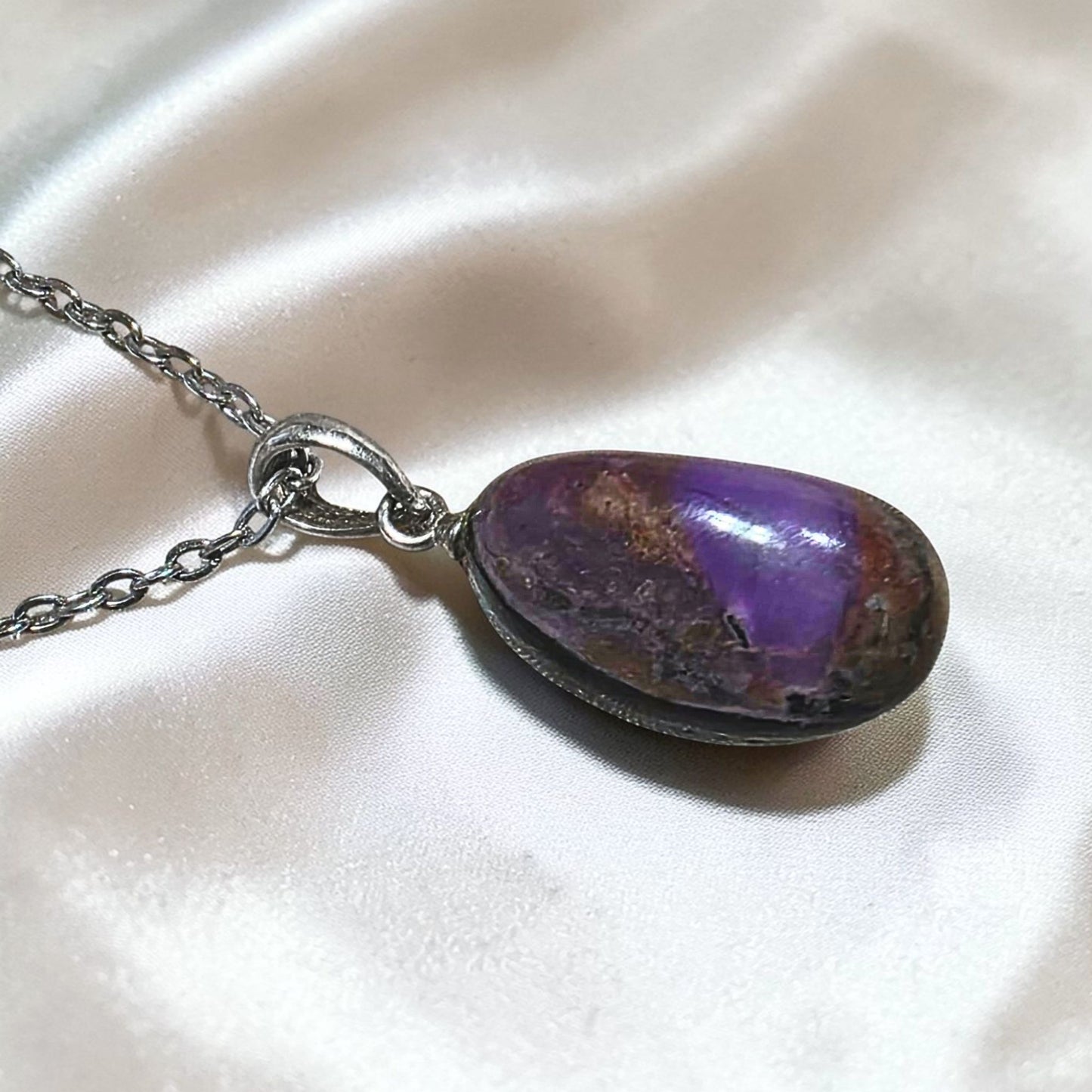 Rare Sugilite 925 Sterling Silver Necklace