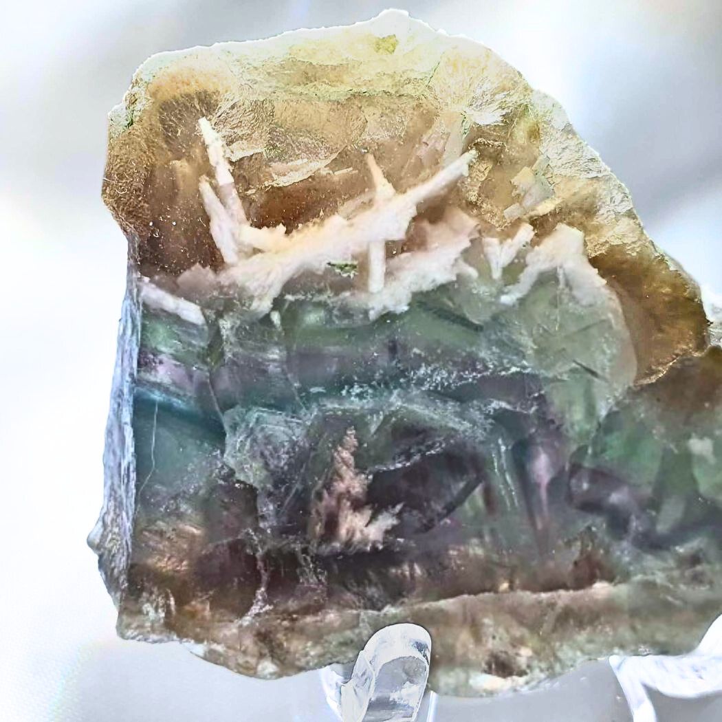 Feather Fluorite with Scolecite Slab - includes stand