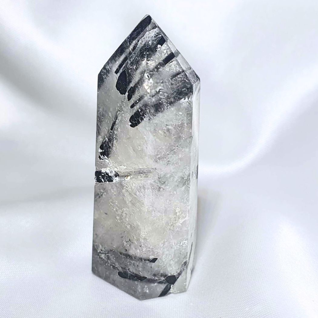 Black Tourmaline in Clear Quartz Tower