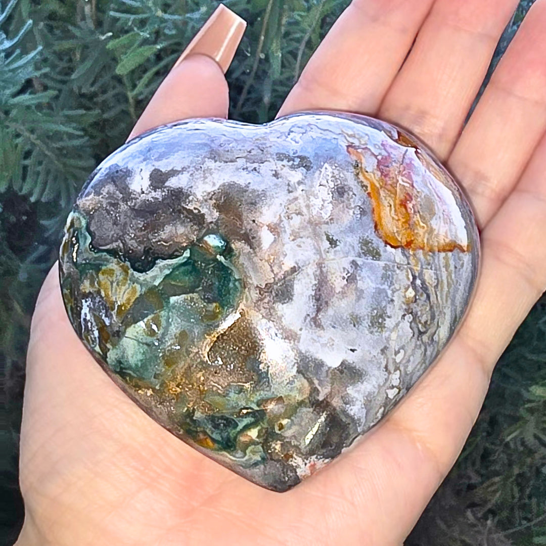 Druzy Ocean Jasper Crystal Heart - 215g