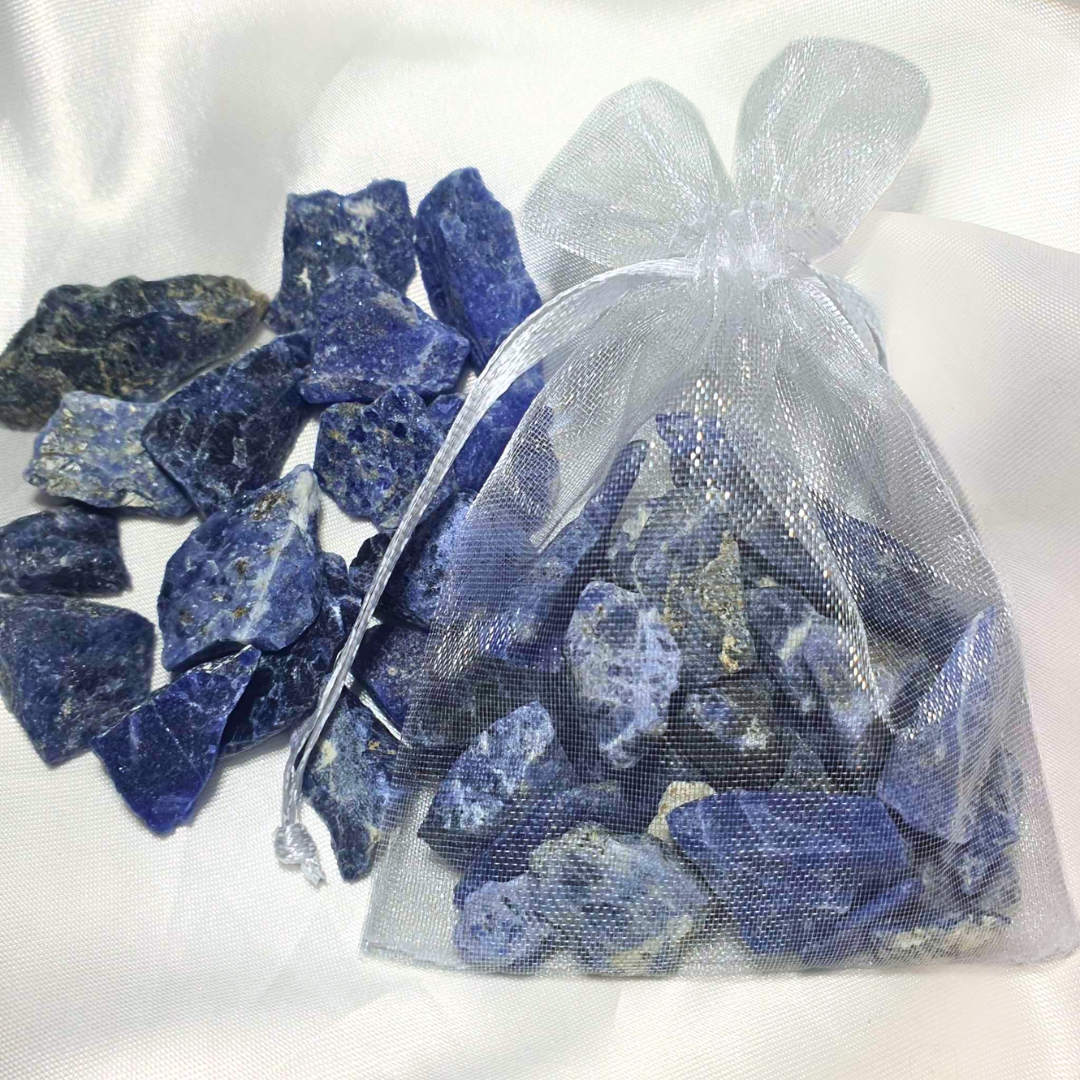 Sodalite Raws in Organza Bag - UV reactive