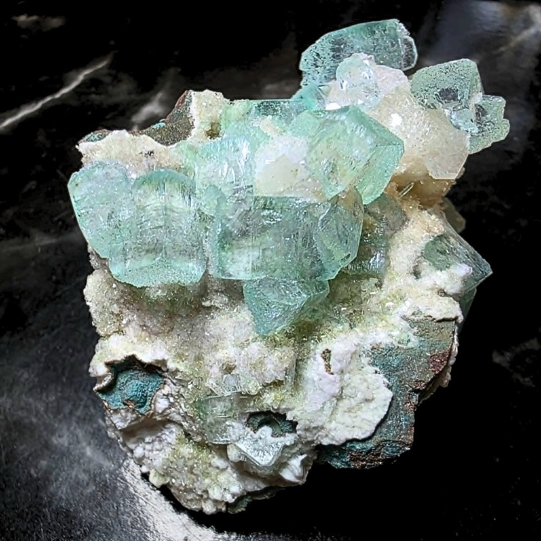 High Grade Glassy Green Apophyllite on Druzy Stilbite Cluster - 100g