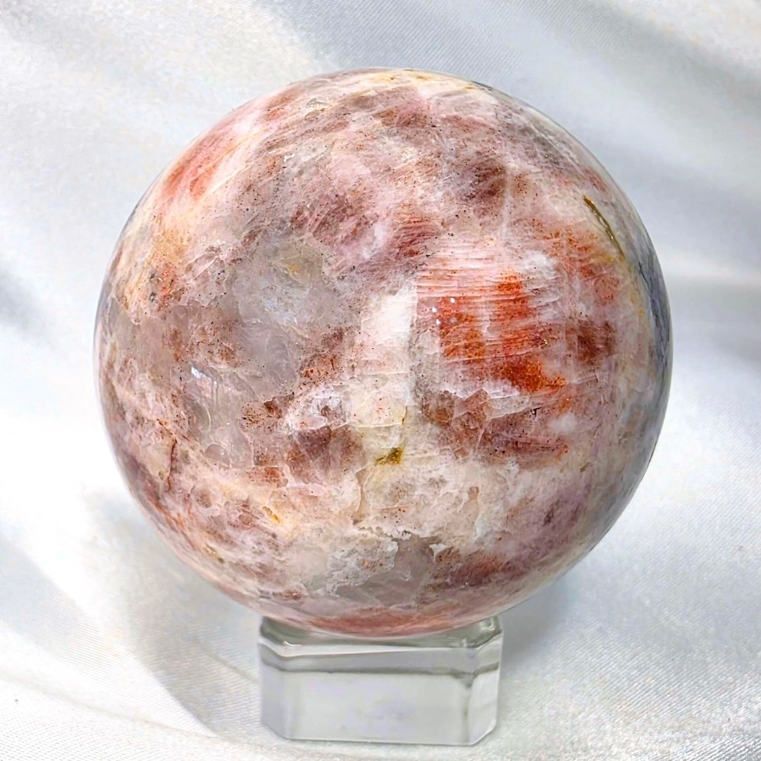 High Grade Sunstone & Black Tourmaline Crystal Sphere - 227g