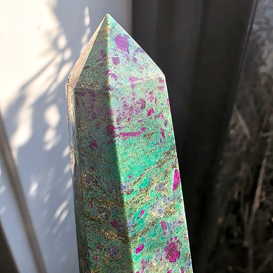 Natural Ruby in Fuchsite Tower Point - 9.8cm