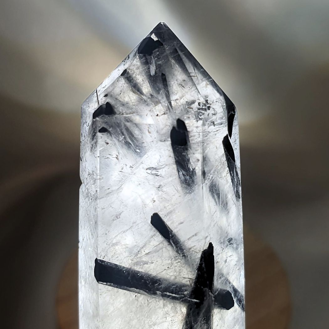 Black Tourmaline in Clear Quartz Tower