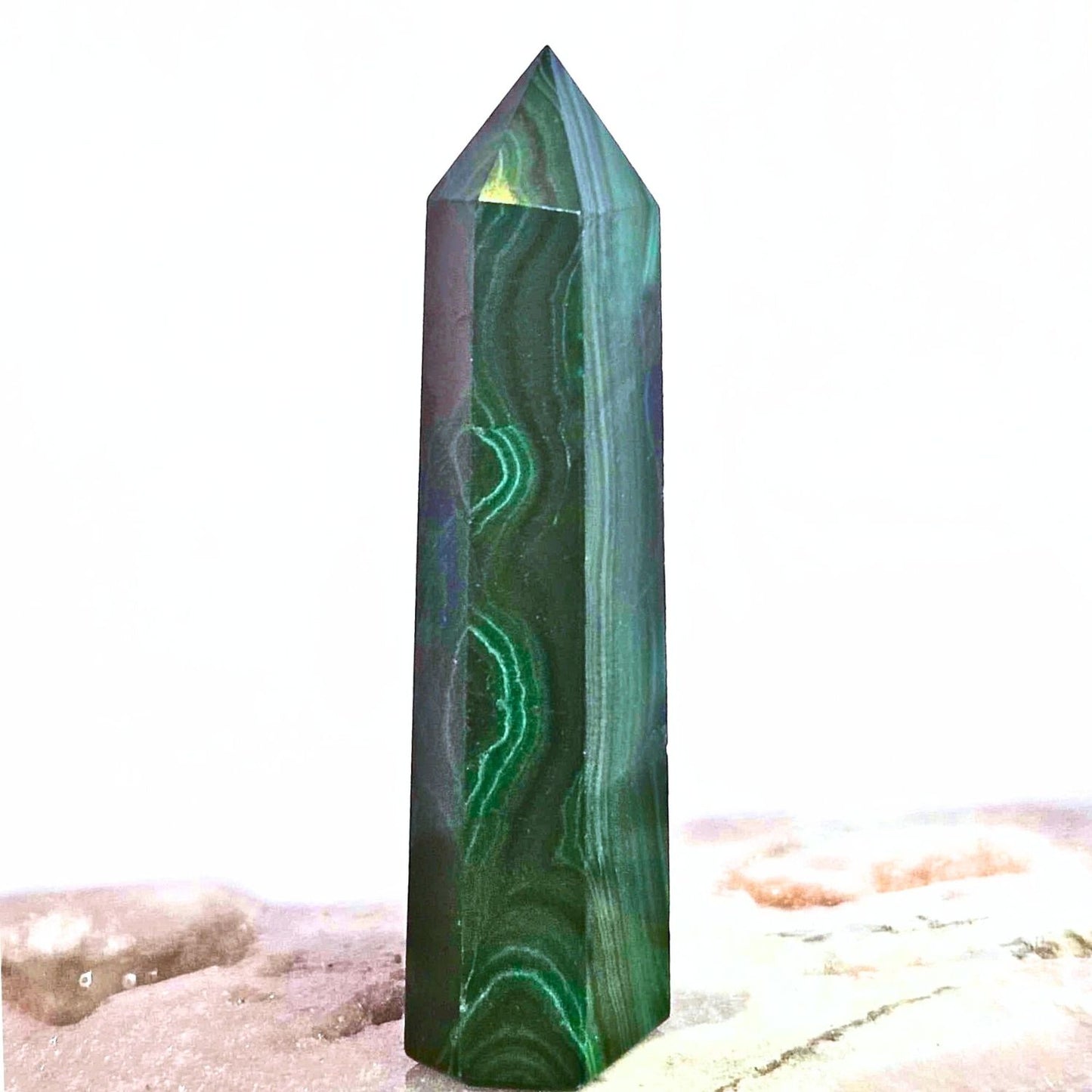 High Quality Malachite Tower with Druzys