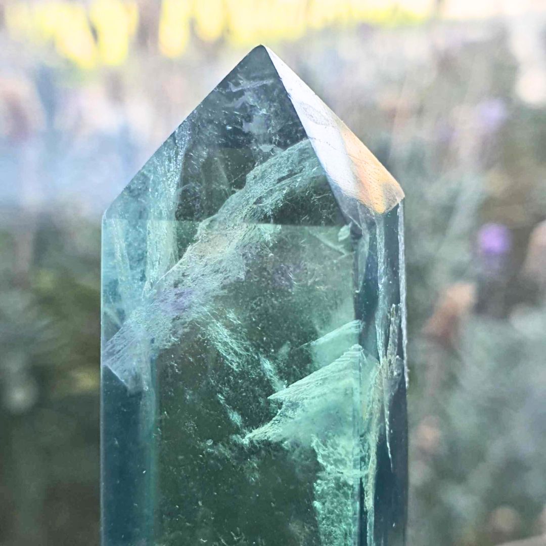 Extra Grade Green & Purple Fluorite Tower Point