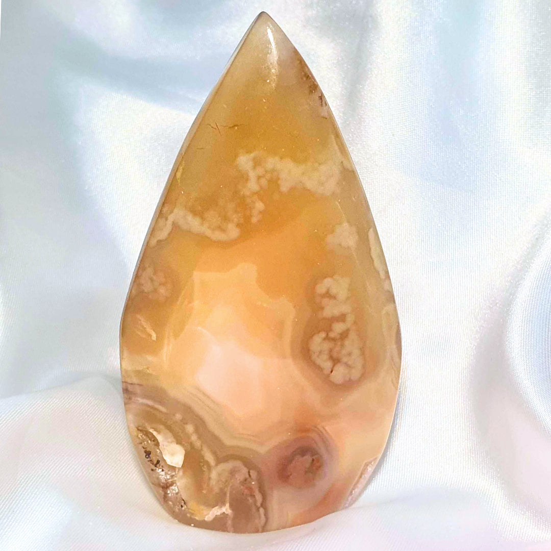 Flower Agate & Pink Amethyst Tear Drop Free Form