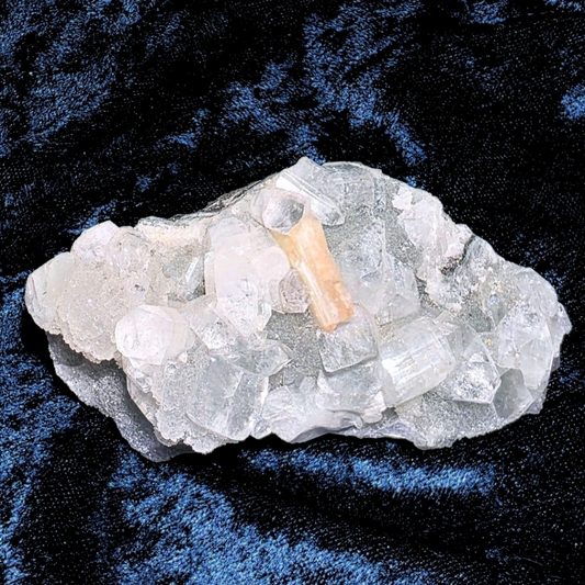 Diamond Cubic Apophyllite & Stilbite on Chalcedony