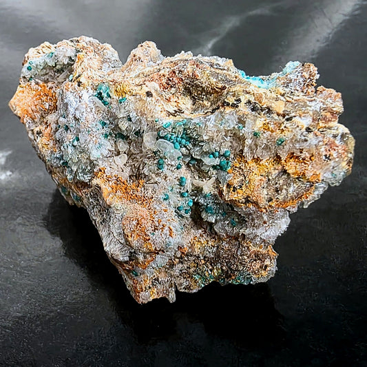 Rosasite with Needle Quartz on Limonite Specimen