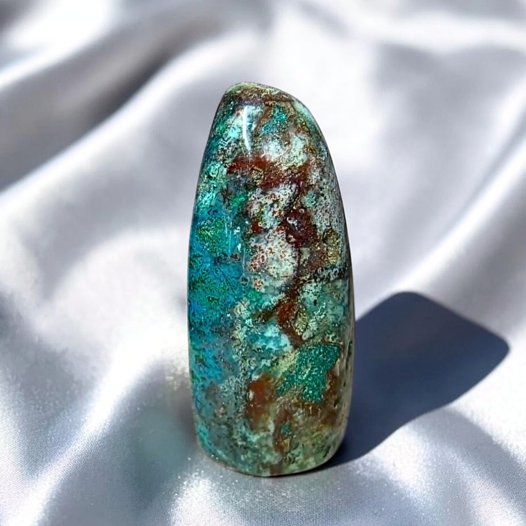High Grade Peruvian Chrysocolla with Malachite & Quartz Freeform