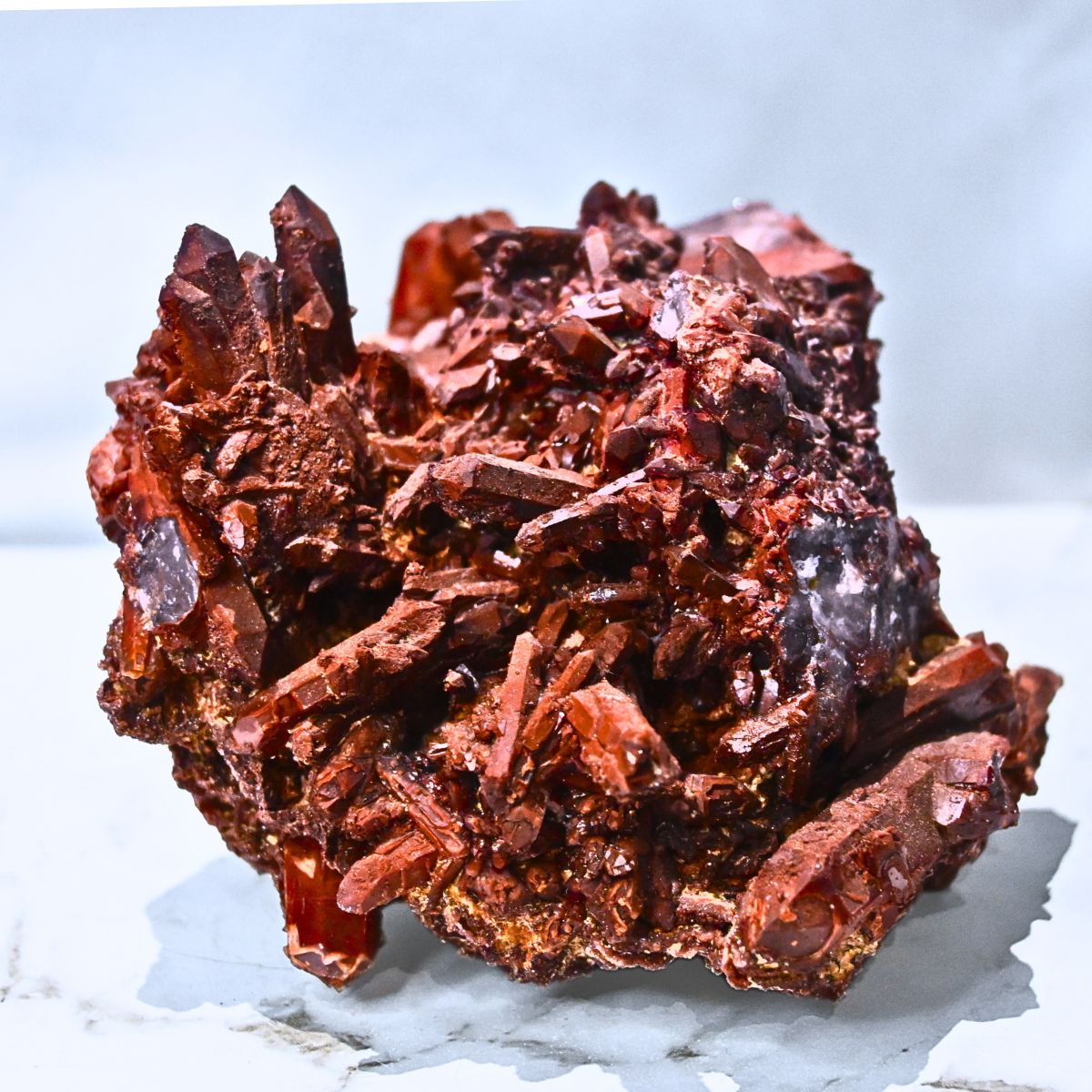 Large Red Hematite (Ferruginous) Smoky Quartz Cluster - Morocco, over half kg