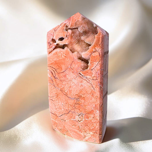 Druzy Pink Petal Agate (Cotton Candy) Crystal Tower - 151g