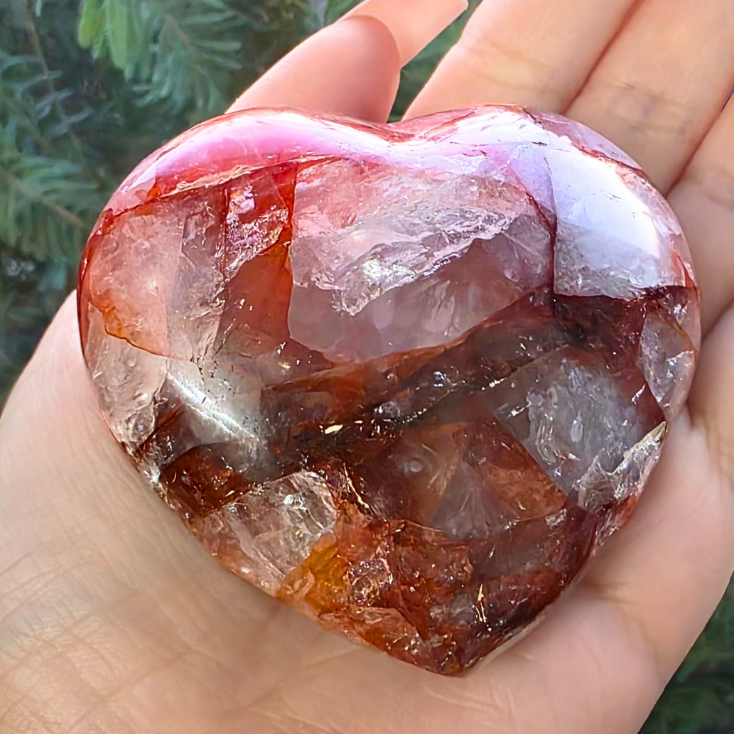 High Grade Puffy Fire Quartz Heart Crystal - 193g
