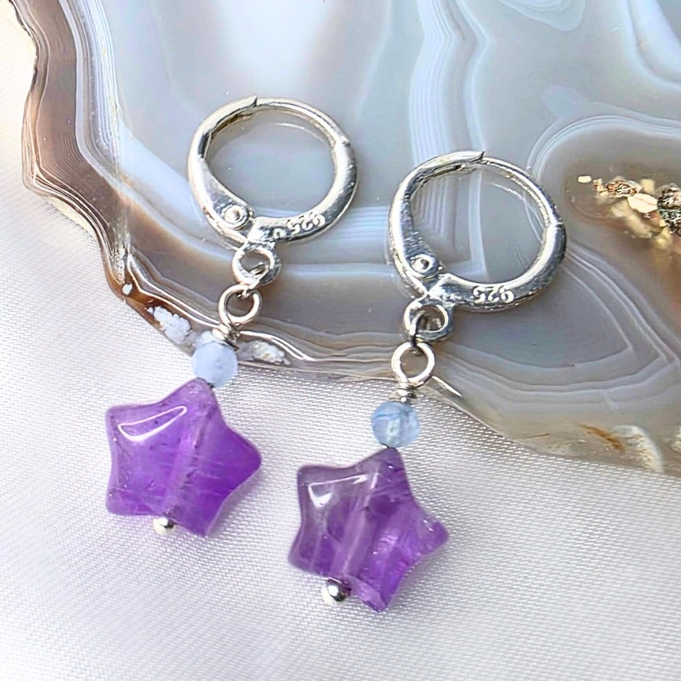 Amethyst star earrings