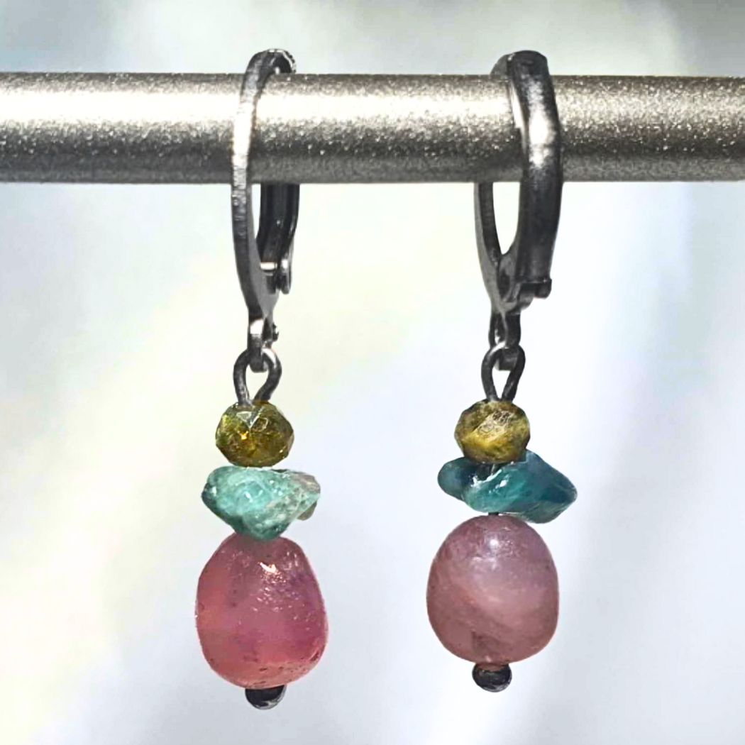 Rainbow Tourmaline Crystal Earrings