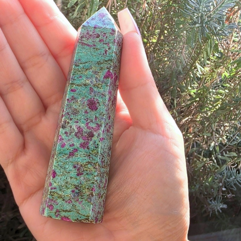 Natural Ruby in Fuchsite Tower Point - 9.8cm