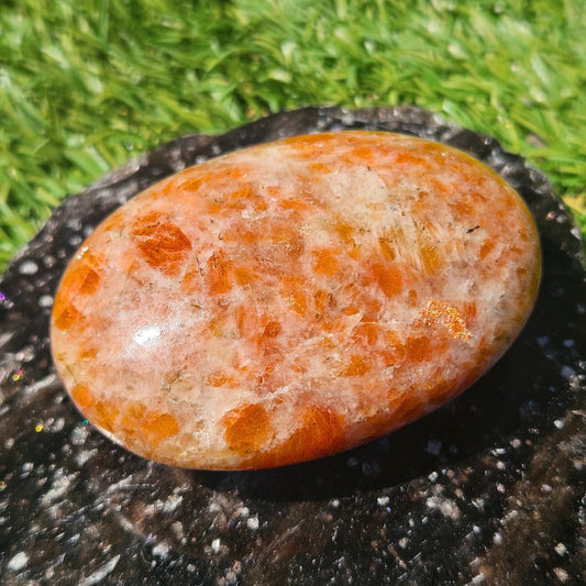 Sunstone & Smoky Quartz  & Black Tourmaline Palm Stone