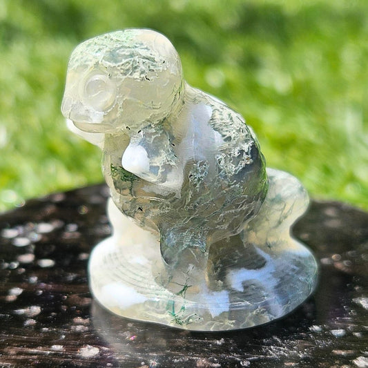Moss Agate Mini Squirtle Carving