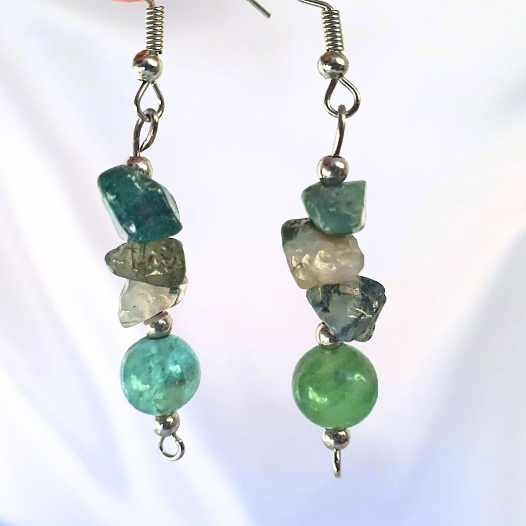 Moss Agate Crystal Earrings