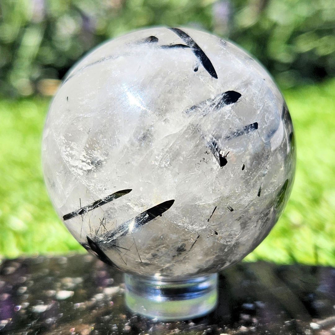 Tourmaline in Quartz Crystal Sphere