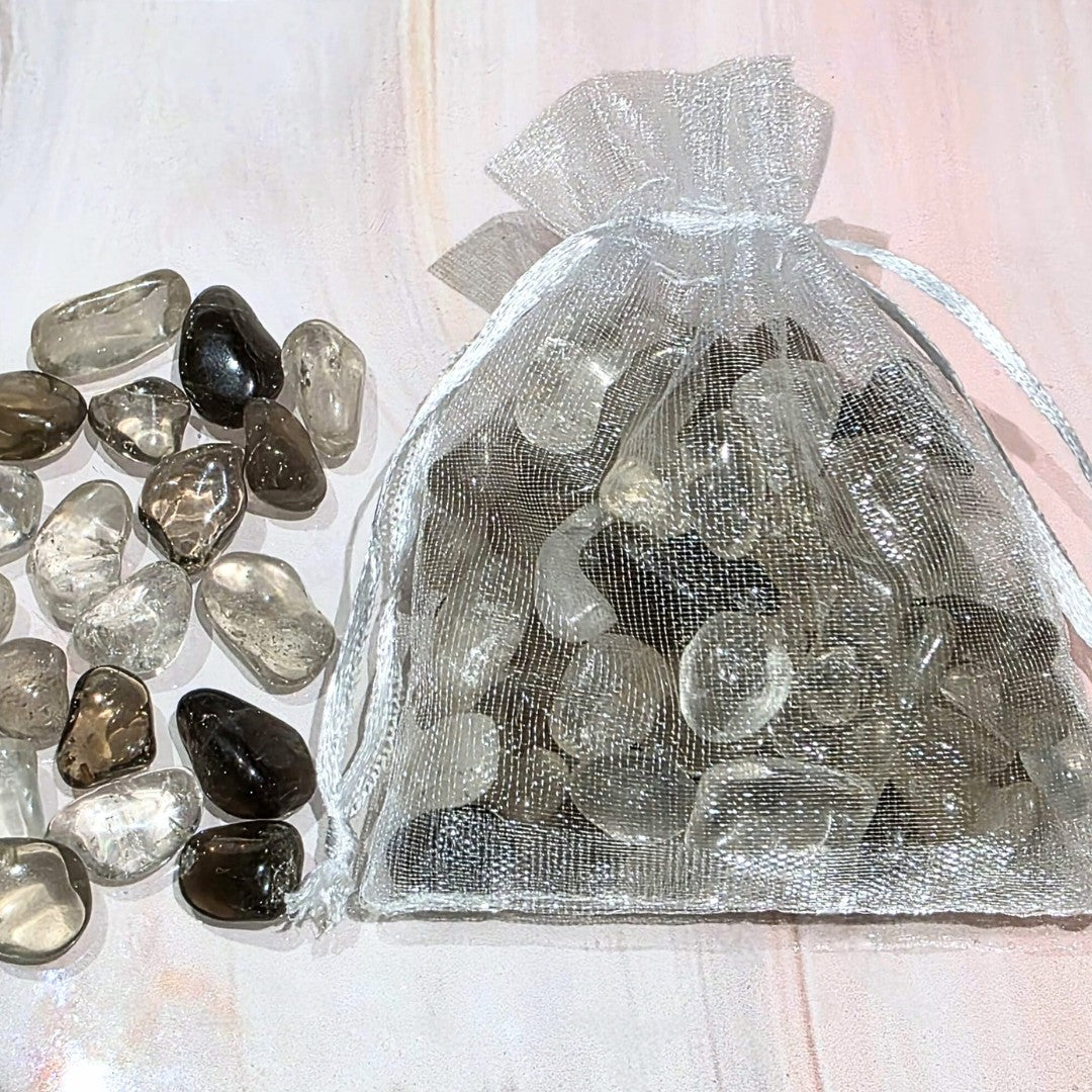 Smoky Quartz Large Crystal Chips - In Organza Bag