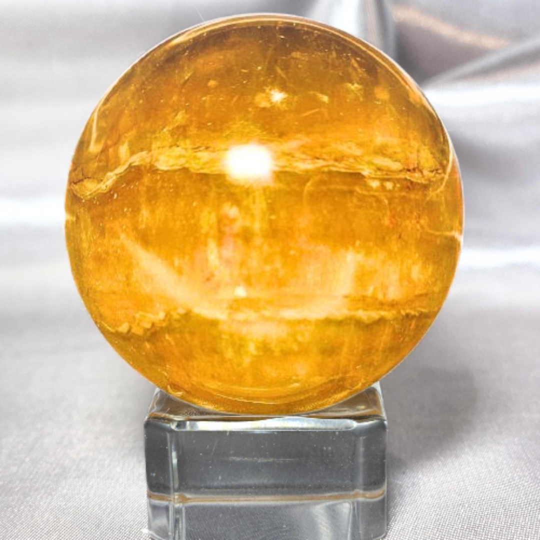 Natural Yellow Fluorite and Mica Sphere