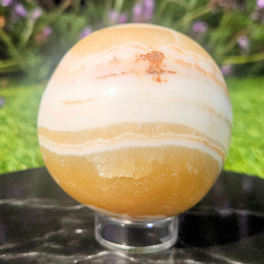 Yellow Calcite Crystal Sphere - 7cm