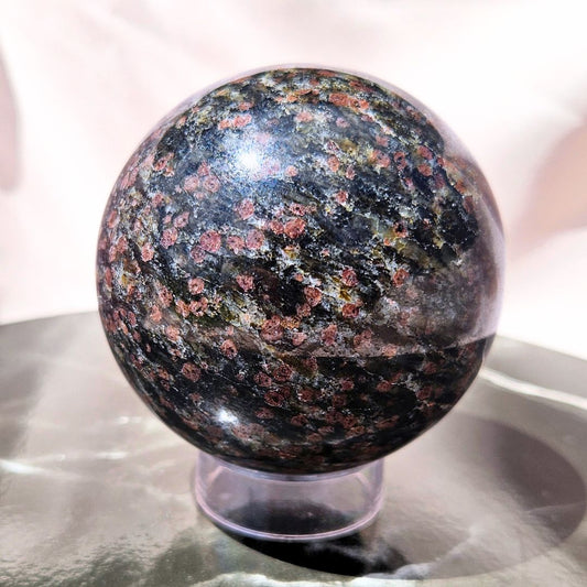 Garnet in Matrix Sphere - (Includes Stand)