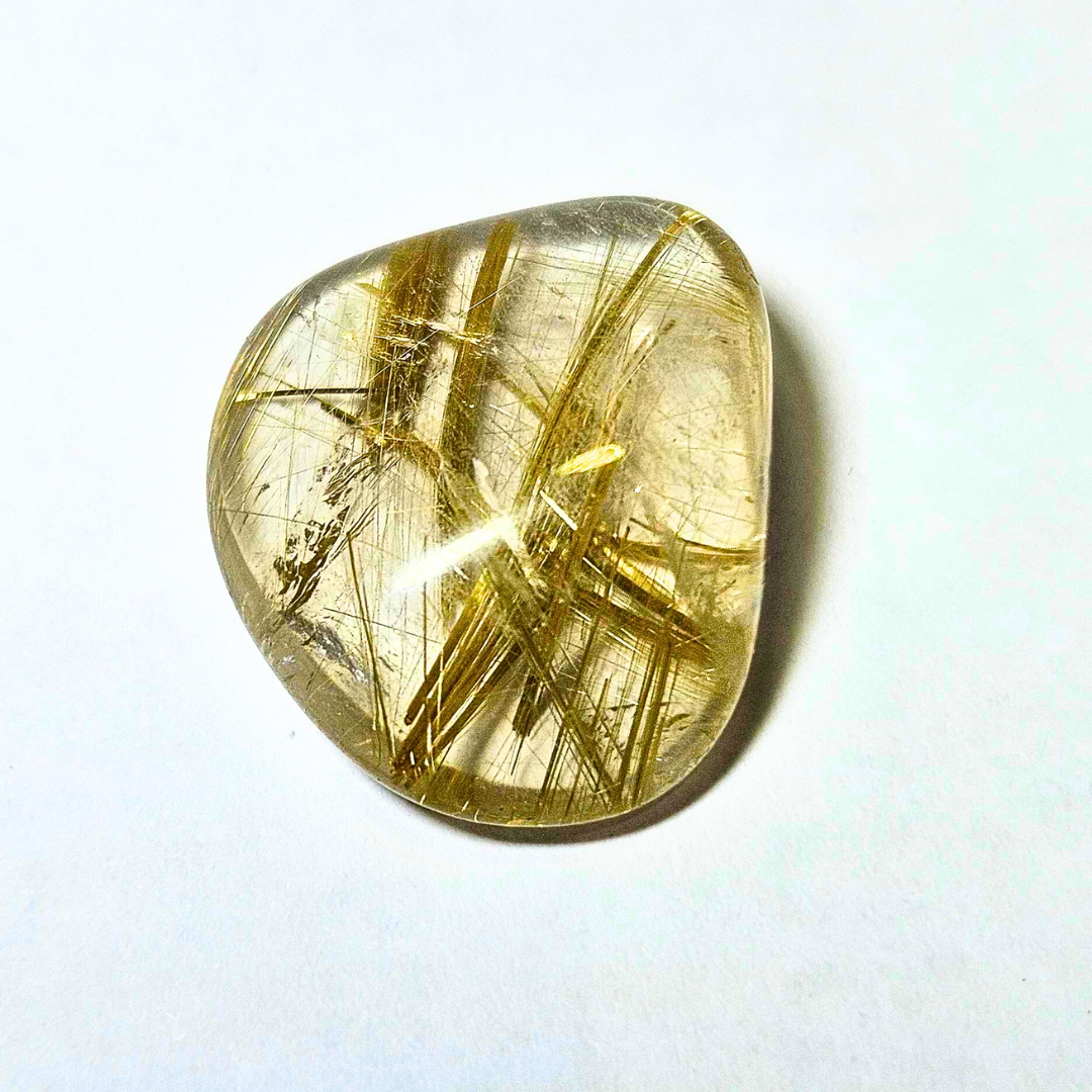 High Grade Golden Rutilated Quartz Pebble - Case Included