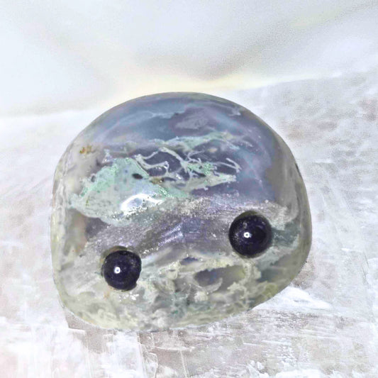 Moss Agate Pet Rock Crystal Carving