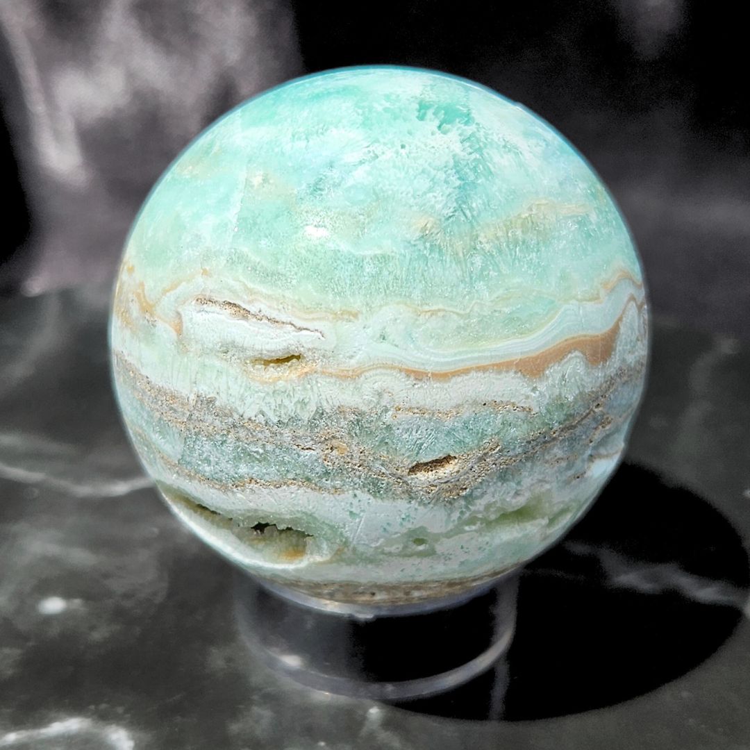 High Grade Blue Aragonite Crystal Sphere