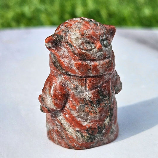 Red Jasper Mini Yoda Carving