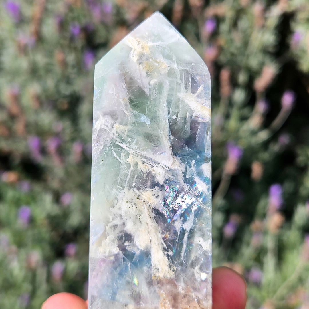 Feather Fluorite (Scolecite) Tower