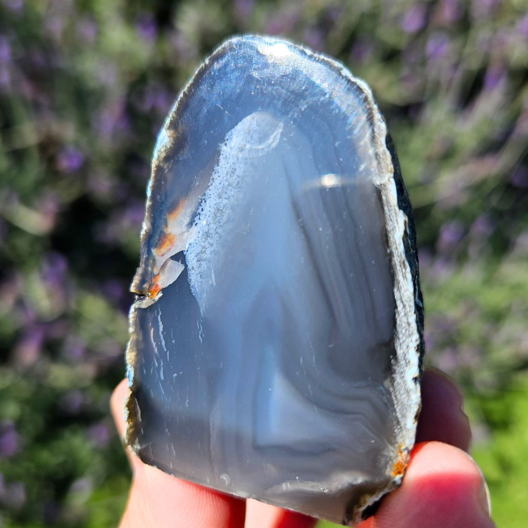 Blue-Grey Agate Cut Base - Brazil