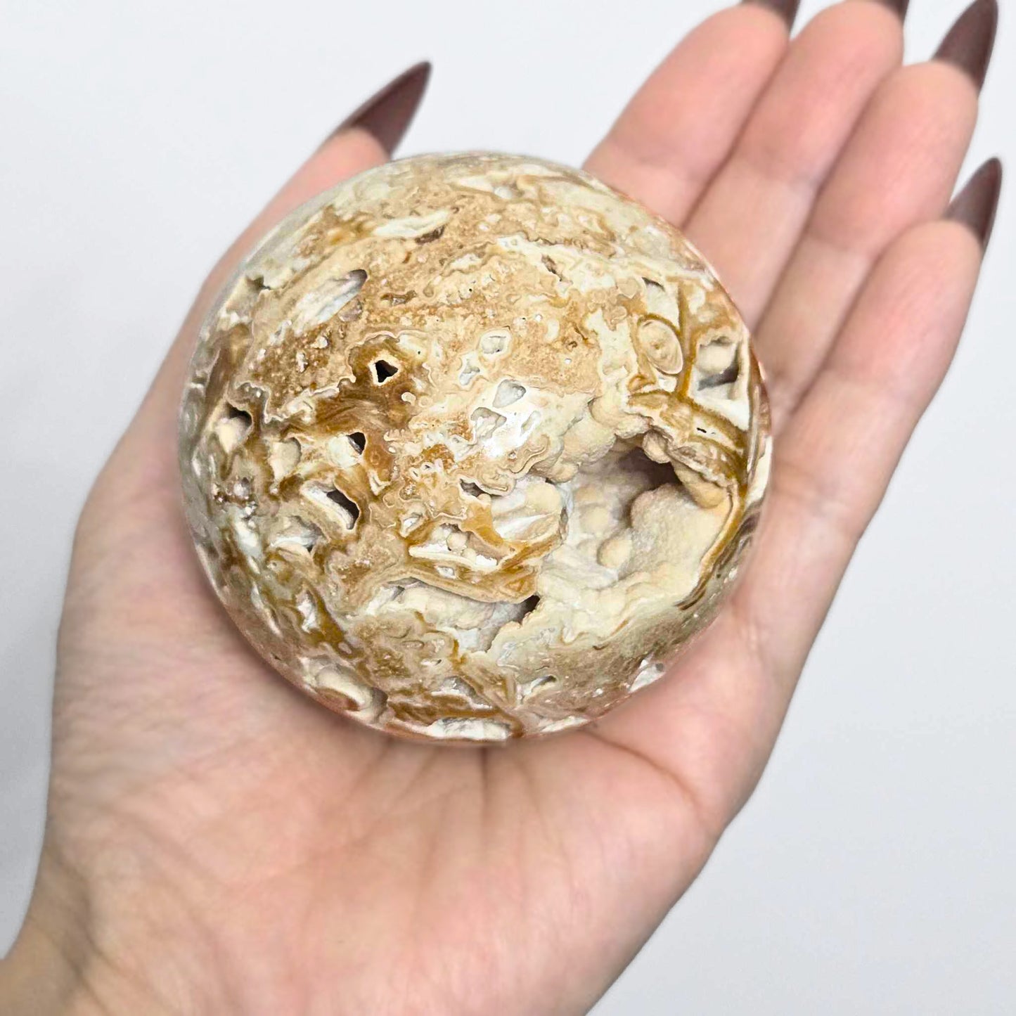 Large High Grade Chocolate Calcite (Brown Aragonite) Sphere - 7.3cm