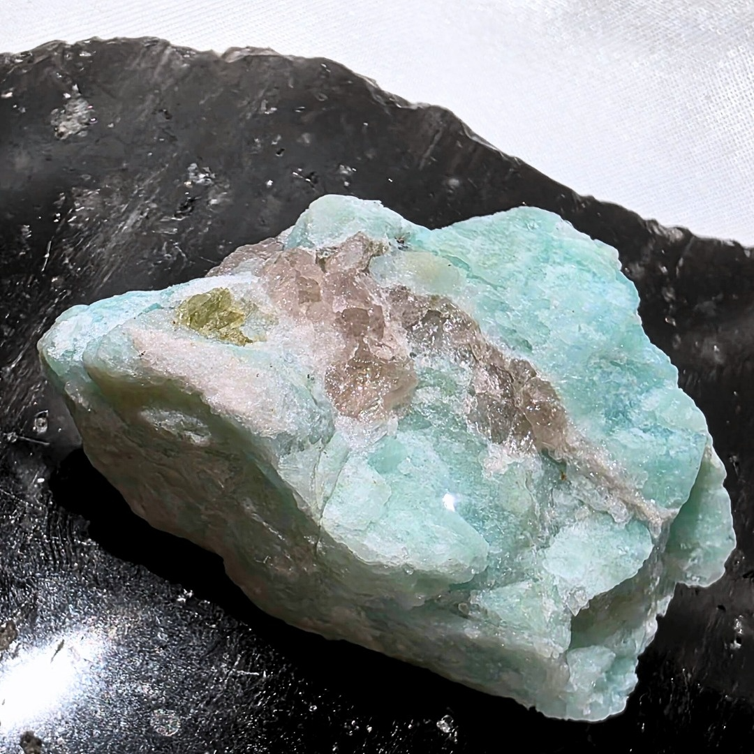 Amazonite with Smoky Quartz & Green Tourmaline Crystal