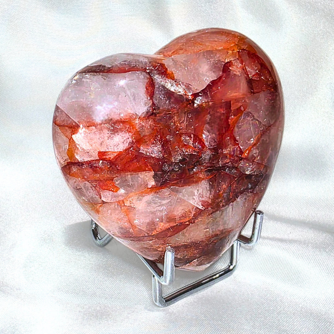 High Grade Puffy Fire Quartz Heart Crystal - 193g
