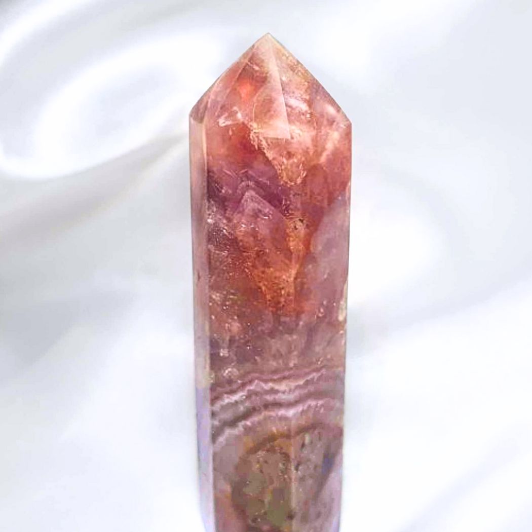 Amethyst with Fire Quartz & Crazy Lace Agate Tower Point