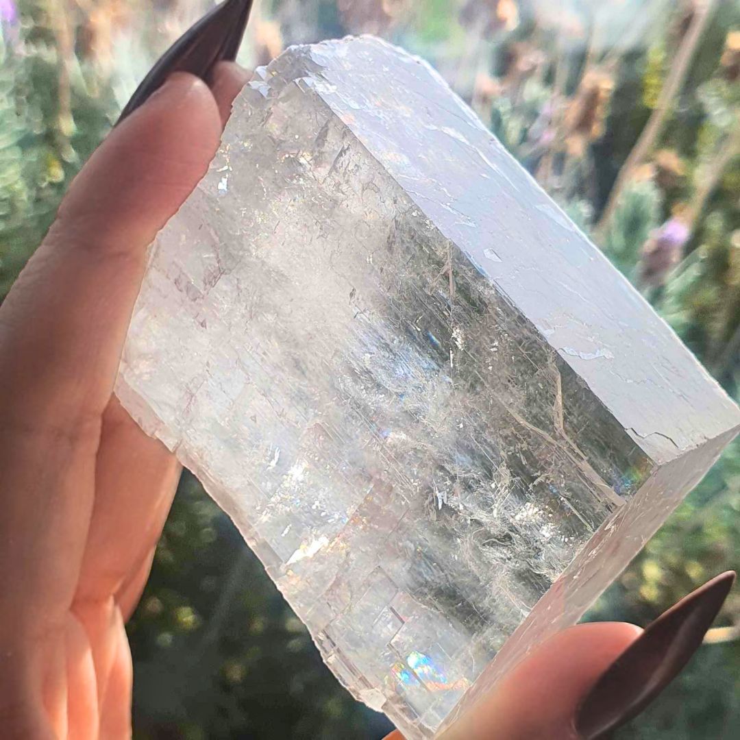 Genuine Iceland Spar Raw with Rainbows