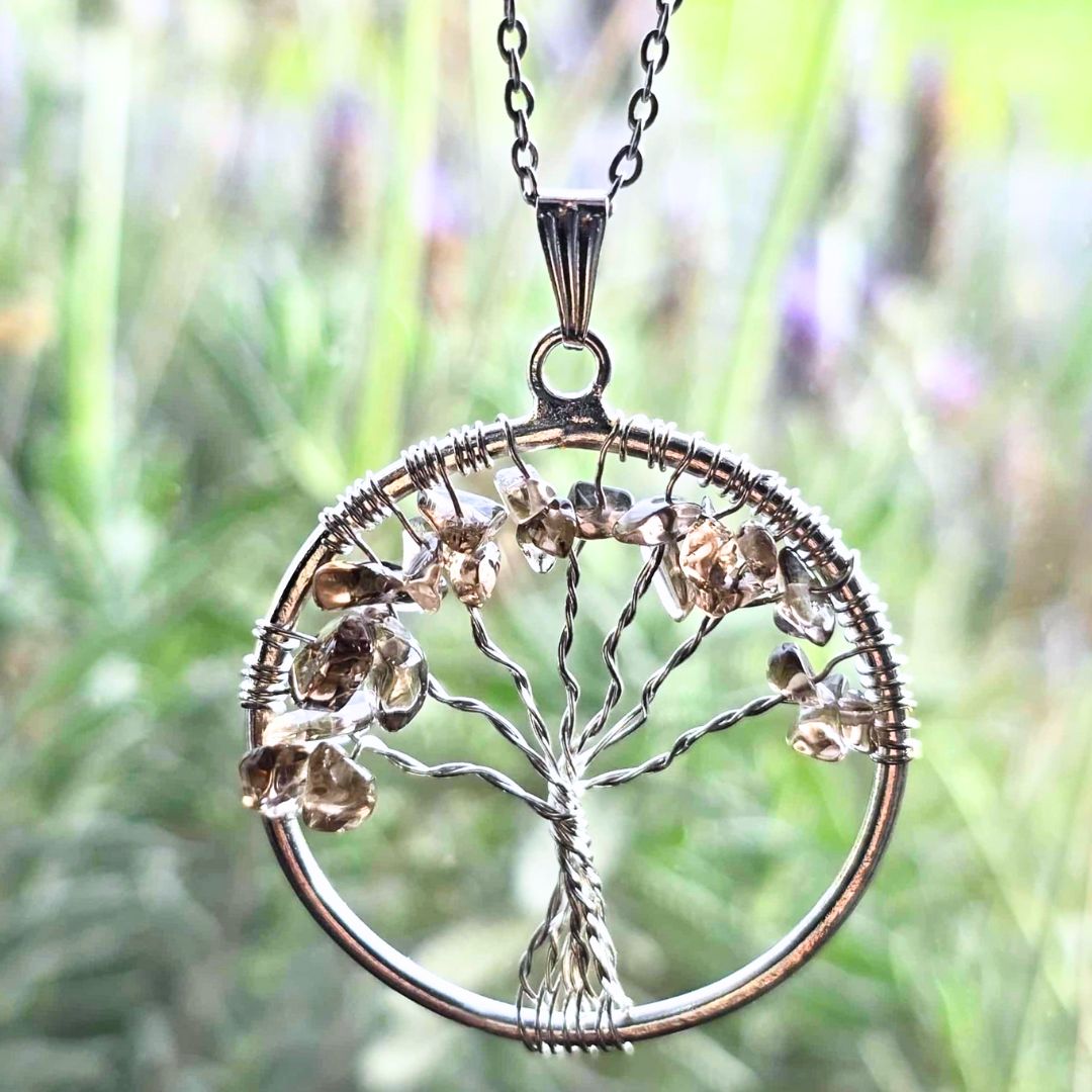 Smoky Quartz Tree of Life Necklace