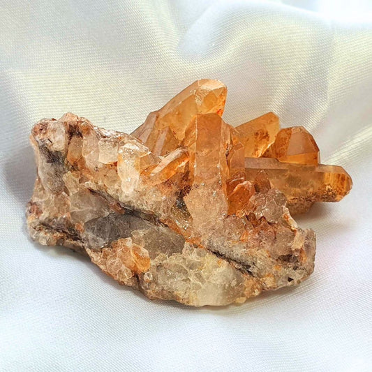 Natural Tangerine (Hematite) Quartz Cluster from Brazil