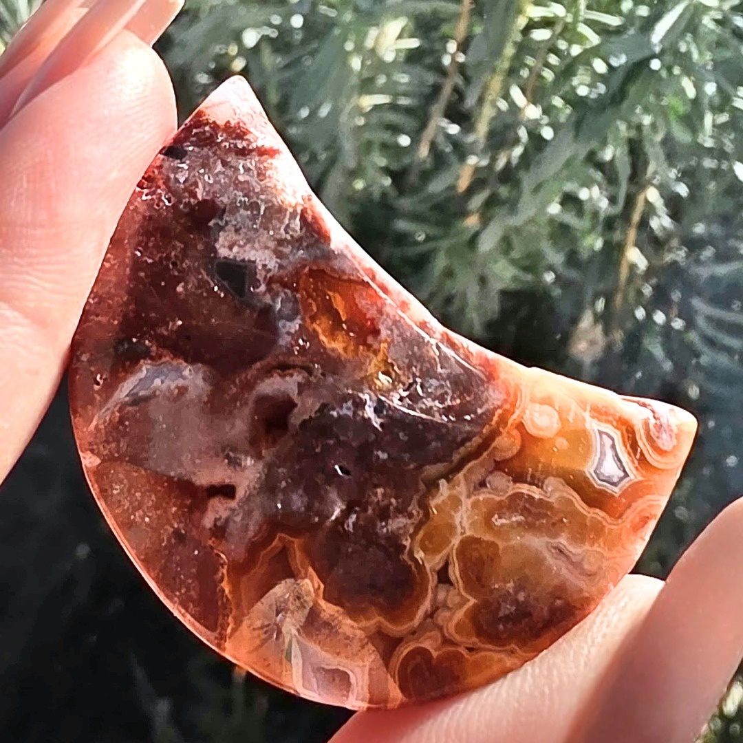 Crazy Lace Agate Druzy Crystal Moon