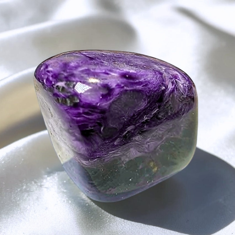 Charoite freeform with purple and black patterning